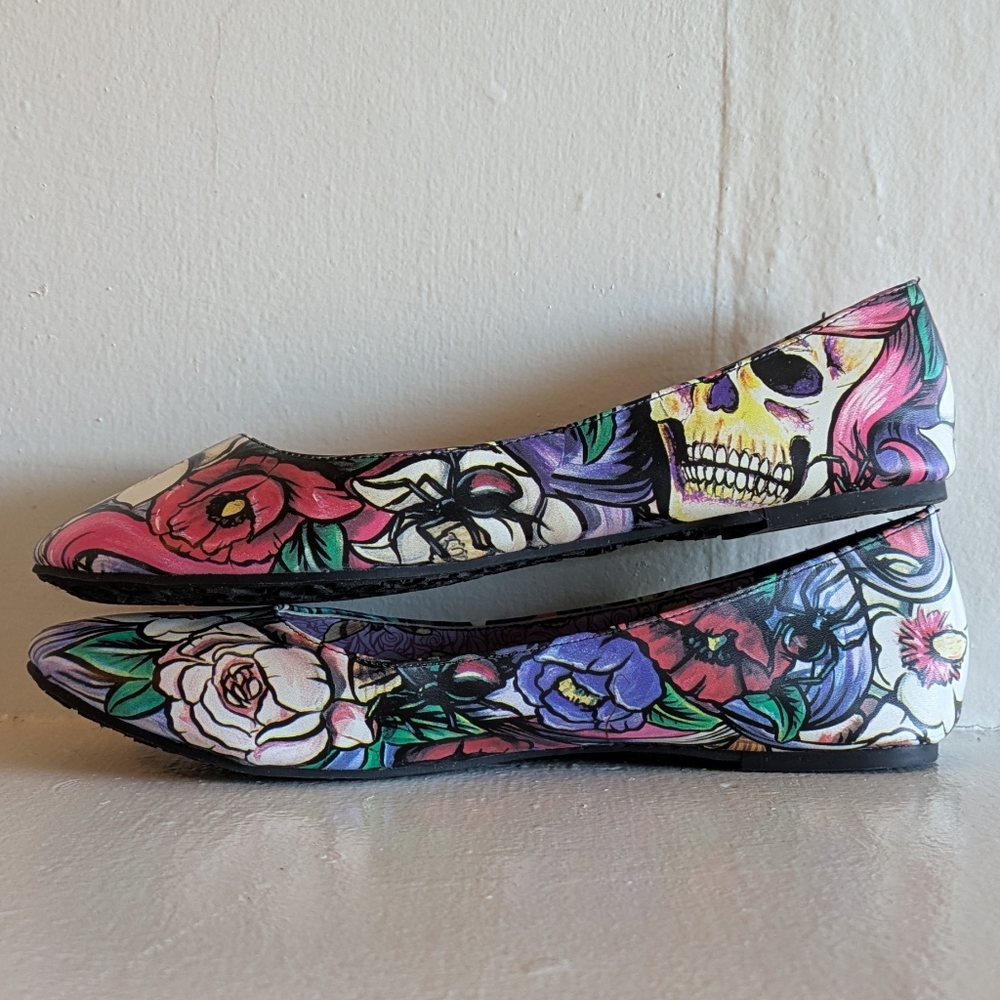 Iron Fist Skull & Floral Flats